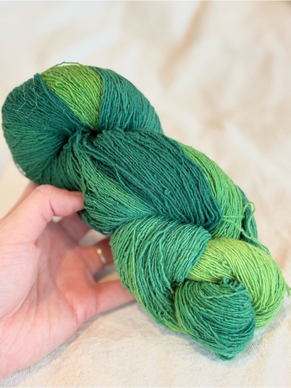 indie hand dyed green gradient skein lace wool emerald chartreuse nwot